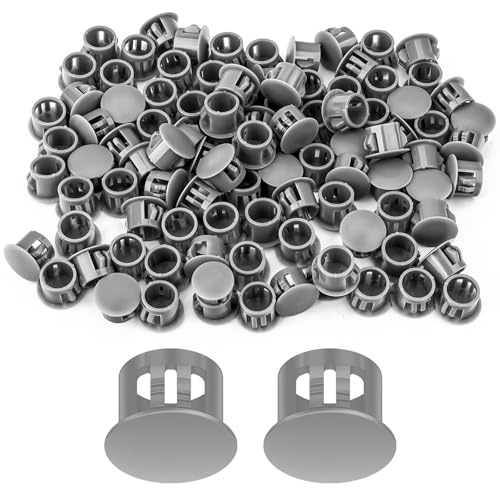 Image of 100PCS 1 /2 inch Grey Plastic Plugs Hole, Round PA66 Plug Furniture Hole Decorative Cover
