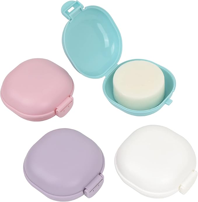 HappyLily 4 Pack Small Travel Soap Container with Lid