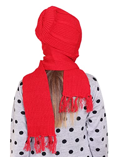 Image of Gajraj Unisex Soft Knitted Winter Warm Woolen Cap with Woolen Lovely Muffler|Fur Cap with Muffler