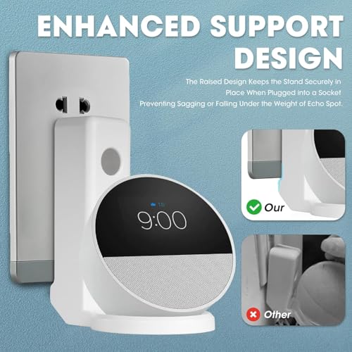 Support mural pour Echo Pop sans perçage avec rangement de câble blanc - 4
