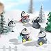 Siluyado Penguin Cake Topper - 6 Miniature Penguin Figurines for Kids' Birthday Parties & Winter Themed Cakes