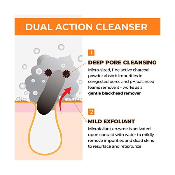 MOTHER MADE Deep Pore Cleansing Active Charcoal Powder Face Wash, 1.9 oz | Acne Free Daily Microfoliant | pH Balancing Vegan Cleanser for Oily Skin, Unscented