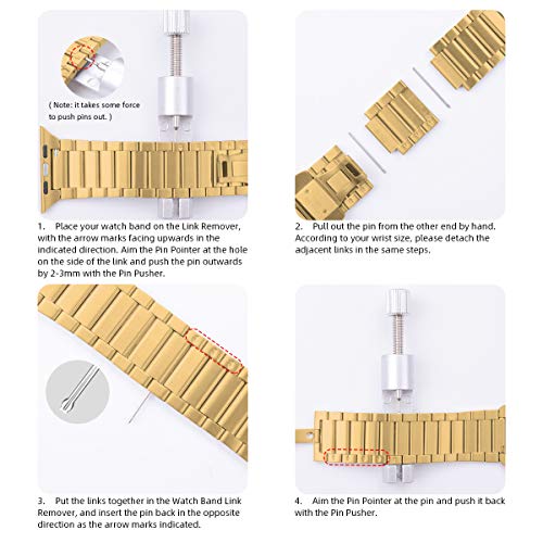 Image of baozai Compatible with Apple Watch Band, Upgraded Stainless Steel Link Bracelet iWatch Band with Butterfly Clasp for Apple Watch Series 5 /4 /3 /2 /1