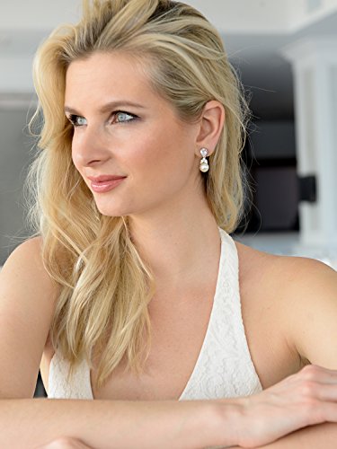 Mariell Silver Platinum Plated Pear-Shaped Cz Clip On Wedding Earrings With Ivory Glass Pearl Drops #TOP1