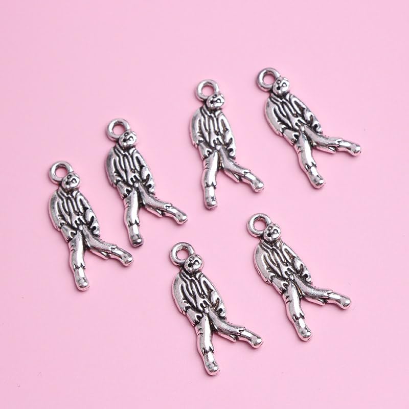 Miniatura 7 de Opexicos 40 dijes de zombi de zombi tibetanos envejecidos en tono plateado, accesorios hechos a mano, 0.472 x 0.984 in