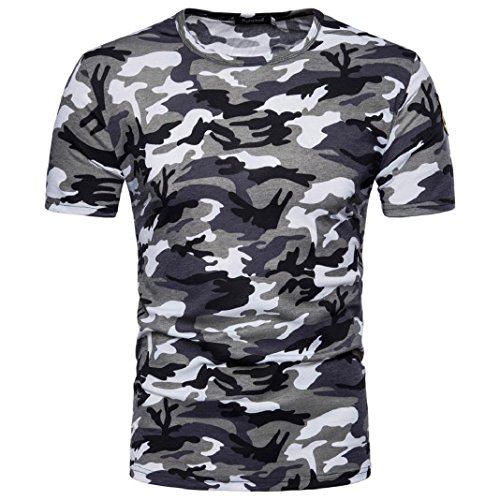 ShenPr Men's O Neck Camouflage Print 