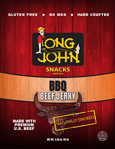 Long John Snacks Beef Jerky (Sweet & Spicy) - 4 Packs of 3.25 oz, 6g of Protein per Oz, Gluten Free, No MSG, Naturally Smoked Premium U.S. Beef