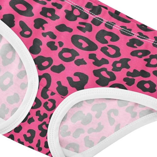 ZZKKO Leopard Print Rose Pink Girls Underwear Toddler Panties for Girls Comfort Brief Size 2T-8Y3