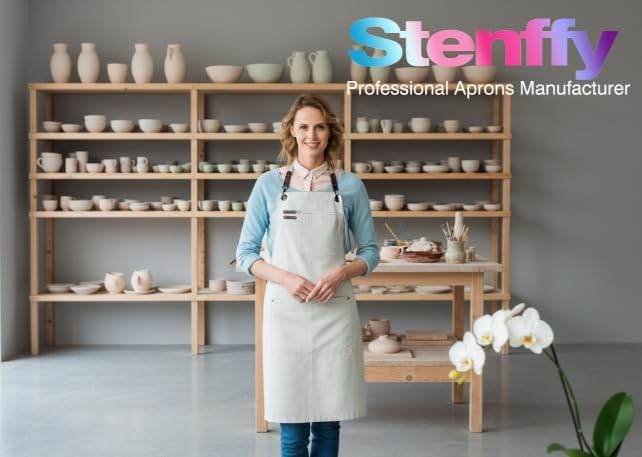 Kitchen Apron, Work Apron, Canvas, Multiple Pockets, Gardening, Painting, BBQ, Artist, Carpenter, Sizes M to XXL, White - Image 6