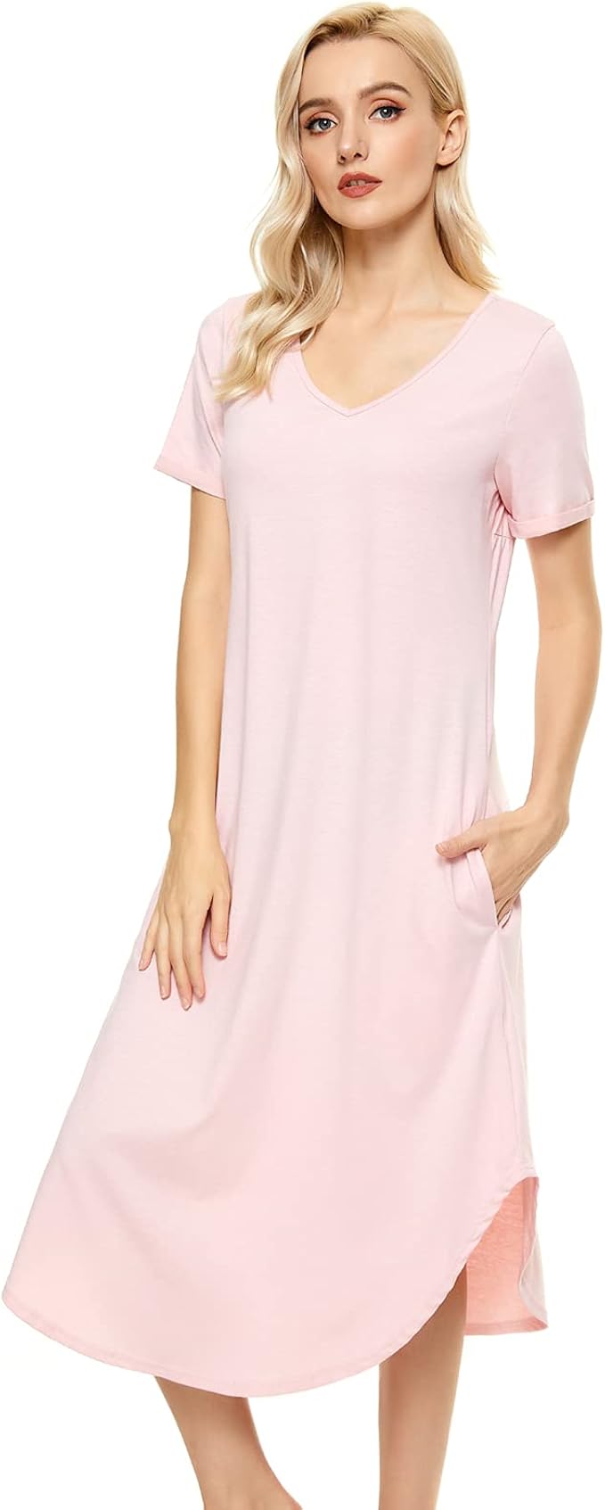 Auraizza Nightshirts for Women V Neck Sleepwear Long Nightgowns for