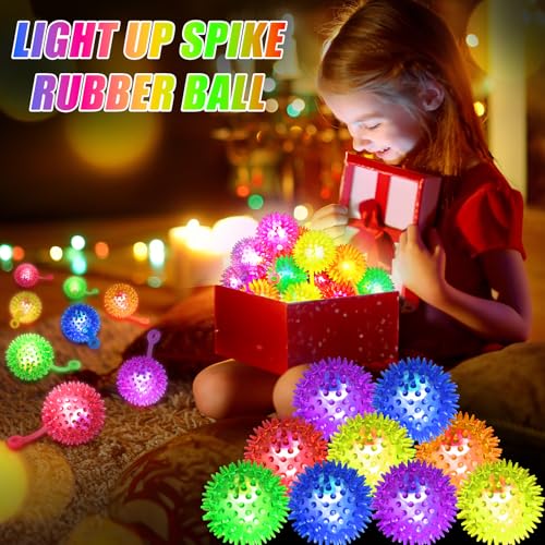 Image of SHQDD 200PCS Light Up Ball, Bouncy Balls for Kids, 6 Colors LED Flashing Squeaky Ball, 2.2inch Sensory Fidget Toys, Glow in The Dark Party Supplies, Neon Party Favors, for Student Gifts School Rewards