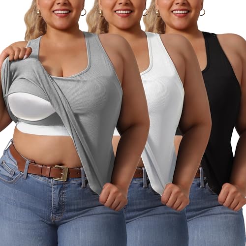 3-Pack Plus Size Women's Casual Sports Tank Top,Breathable and Soft, for Sports and Daily Life Wear,Yoga