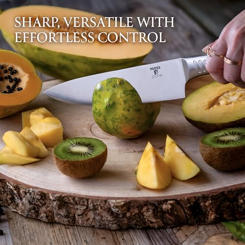 Image of Moss & Stone Small 6 Pcs Kitchen Knife Set with Block, Stainless Steel
