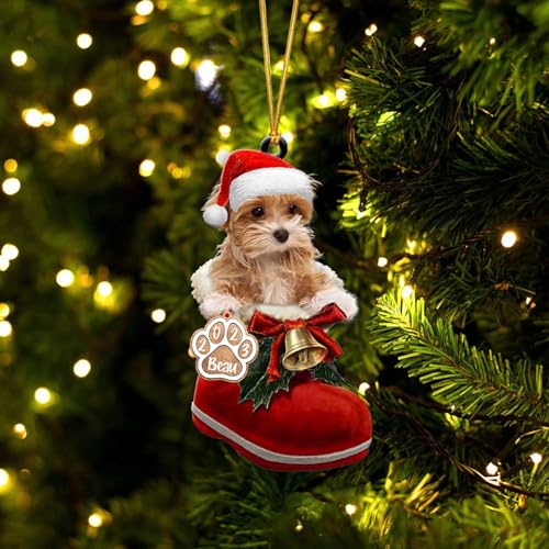 Personalized Maltipoo Ornaments - Santa Boot Christmas Maltipoo Gifts for Dog Lovers