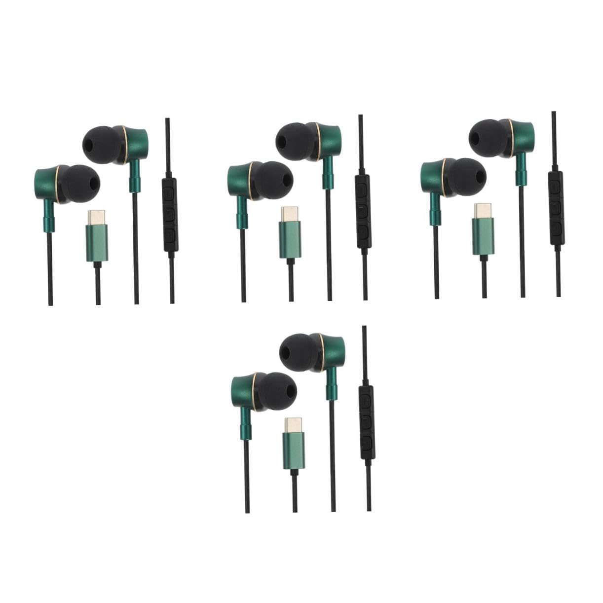 Mikikit 4pezzi Cuffie In-ear Usb Type-c Microfono Cancellazione Per Smartphone e Tablet Audio Stereo e Comfort Duraturo