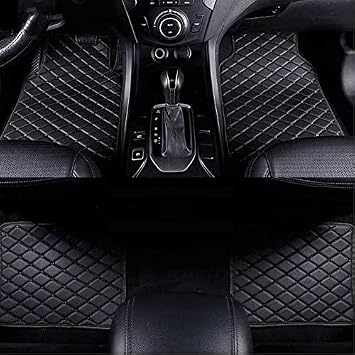 JUZELY Leather Car Floor Mats for Citroen C5 Aircross RHD, Waterproof Anti-Slip All Weather Car Mat Full Coverage Custom Mats Carpets Liner Protection Accessories,Blackstyle