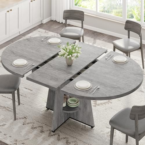 Extendable Dining Table, Round Kitchen Dining Room Dinner Table with