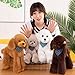 Xiyocadt Realistischer Hund, Stofftier, Spielzeug, Bezaubernd,Hund Kuscheltier Mit Schal Kawaii Tier PlüSch Puppe Pudel PlüSch Hunde Dog Geschenk FüR Kinder MäDchen (20cm,Weiß)