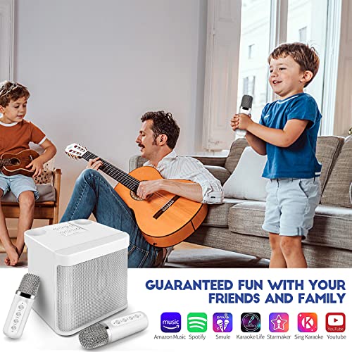 Karaoke Machine With 2 Wireless Microphone,Portable Bluetooth Speaker With Hd Sound Pa System Support Echo And Vocal Cut,Usb,Sd, Aux Input For Party, Meeting, Wedding, Home And Outdoor (White) #TOP3