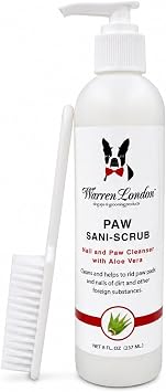 Warren London Paw Scrub Deep Cleaning Paw & Nail Cleanser with Aloe Vera Removes Dirt & Grime Includes Scrub Brush Made in USA - 8 oz
