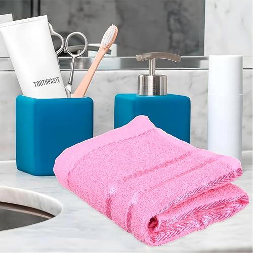 Image of Kuber industries 144 TC Cotton Face Towel | Towels for Face Wash and for Gym, Travel | Lining Design | 14x21 Inch | Pack of 4 | Multi