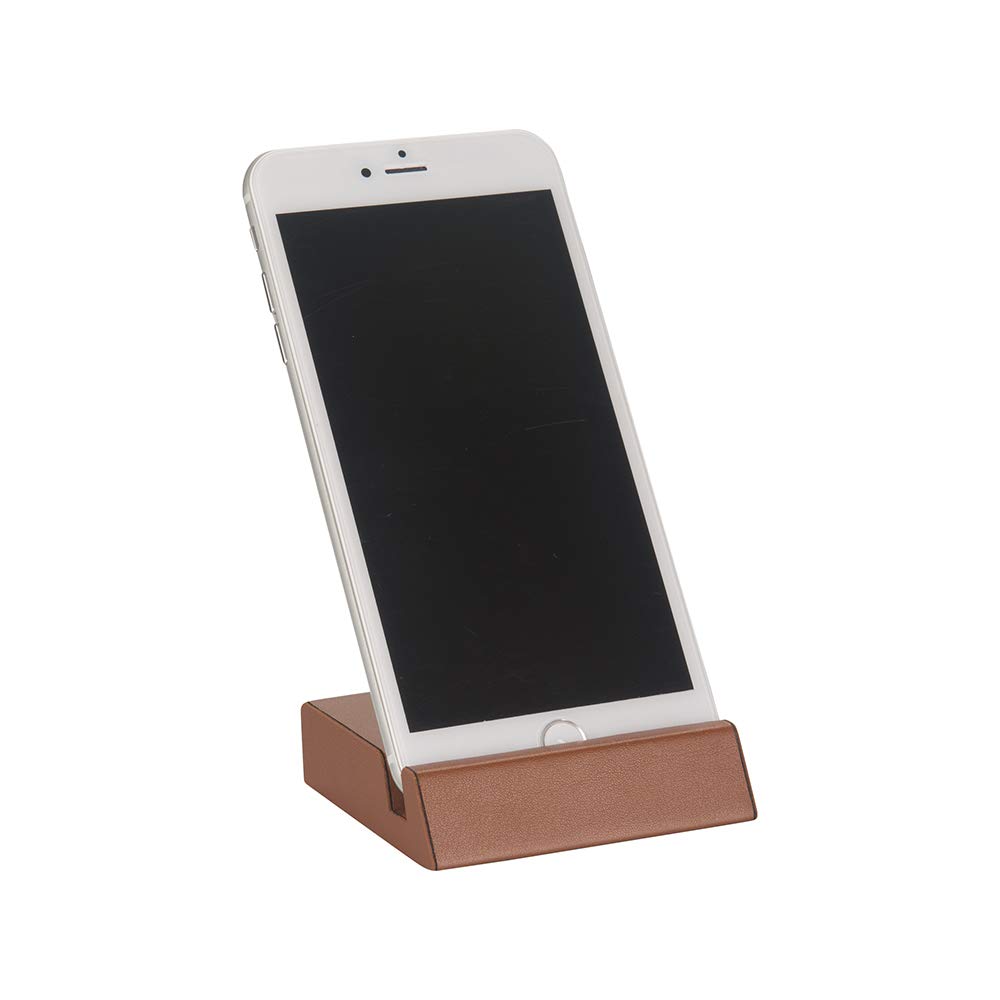 2K Cep Telefonu Stand, Suni Deri Kaplı, Taba