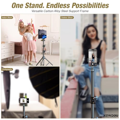Image of NEWDRU TripGrip Pro - Adjustable & Foldable Tripod Stand | Universal Phone Holder & Bluetooth | Multi-Angle Stand for Reels, YouTube, Live Streaming & Vlogging