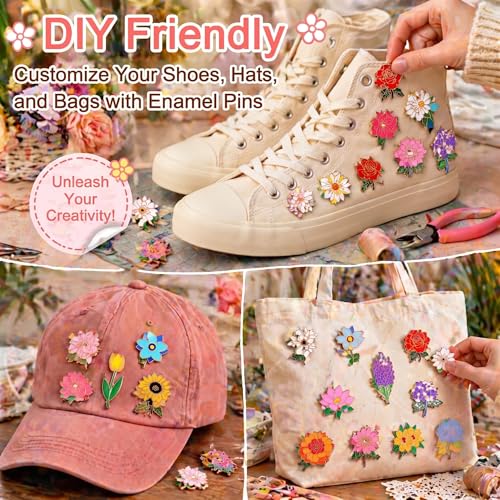 Image of Ceenna 100 Pcs Enamel Pins Bulk Lapel Pins Brooches Decoration Gift for Backpack Clothes Women Mothers Teachers Nurse