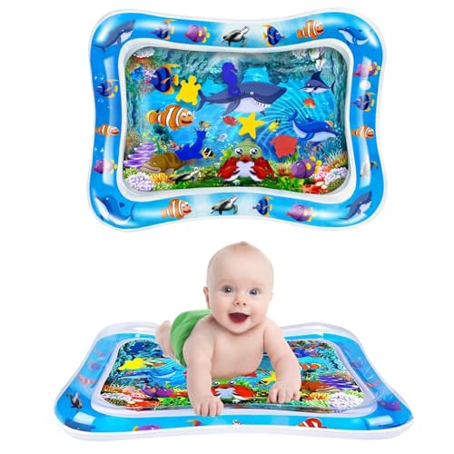 Zenovate Wassermatte Baby BPA Frei, wasserspielmatte Baby Spielzeug ab 3 6 9 Monate, Tummy Time Toys Bauchlage Spielzeug Baby Aqua Matte, Geschenke für Babys 0-6 monate