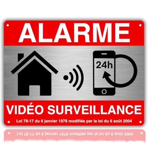 LEIASA | Panneau de Vidéosurveillance Aluminium Réfléchissant 21x28 cm Épaisseur 0,8 mm Impression UV