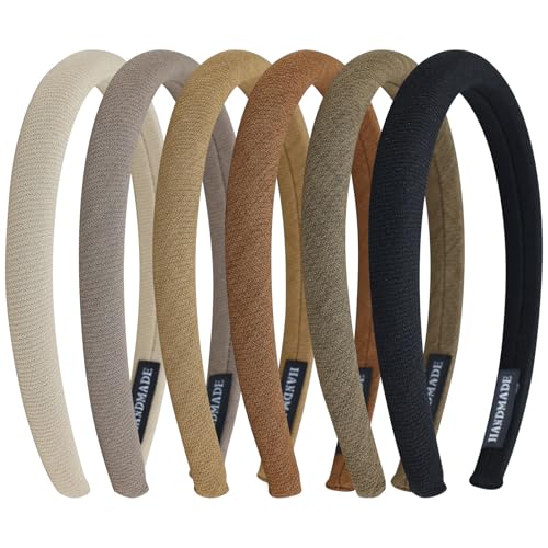Cinaci 6 Pieces Neutral Color Soft Comfortable Sponge Padded Headbands Hair Hoops Accessories for Women Girls