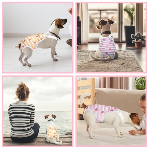 Image of Jollywoods 3 Pack Washable Female Dog Diaper Onesie Sanitary Pantie with Adjustable Suspender, Reusable Fixed Doggie Diapers, Super Absorbent Leakproof for Small Medium Large Dog in Heat Cycle L