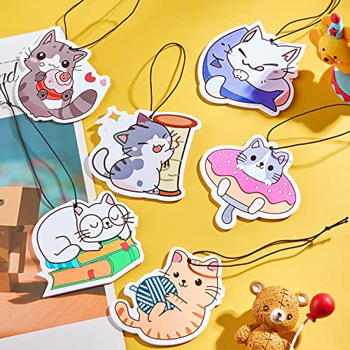 12 Pack Cute Cat Car Air Freshener For Women Girls Long Lasting Funny Accessories Little Scented Hanging Air Fresheners For Car Mirror, 6 Styles #TOP3