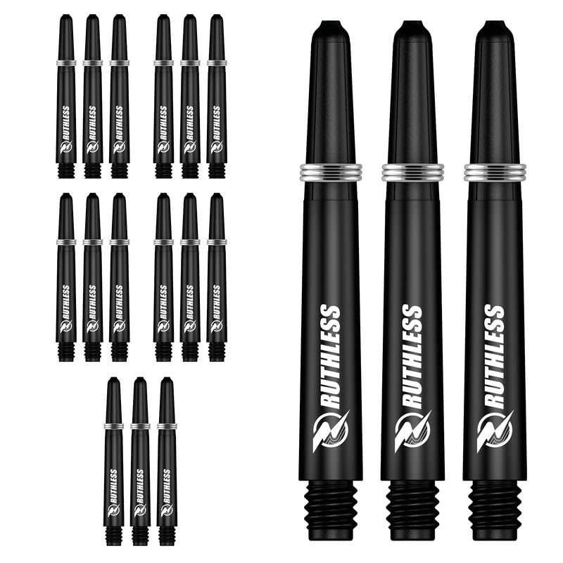 RUTHLESS Deflectagrip Dart Shafts | Durable Nylon Stems with Springs | Tweenie 40mm, Black, 3 Sets of 3 Flights (3XS1564)