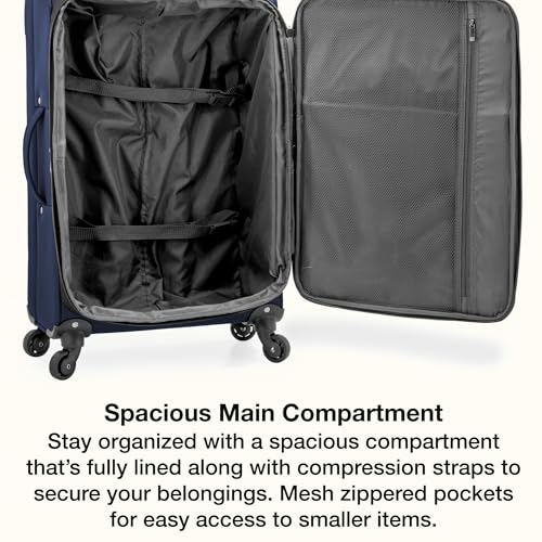 Image of U.S. Traveler Anzio Softside Expandable Luggage with Spinner Wheels, Navy, 22-Inch Carry-on