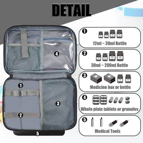 Image of GDNasist Medicine Storage Bag, Medical Bag Pill Bottle Organizer for Emergency, Medicine Box Empty with Small Portable Pouch, First Aid Box for Travel and Home Storage | Medication Travel Carrying Bag for Emergency with Small Portable Pouch, First Aid Box for Travel and Home Storage, Black