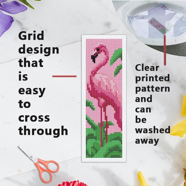 Image of INFUNLY 6PCS Flamingo Cross Stitch Bookmarks Kit Pink Handmade Cross Stitch Bookmarks Make Time to Read DIY Cross Stitch Bookmark Set with Backing Felt Floss Instruction for Adult Book Lovers