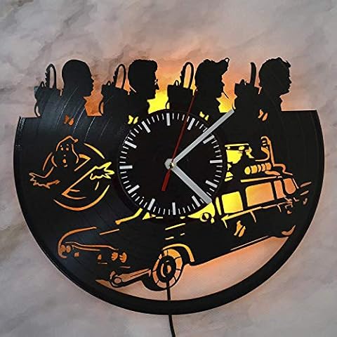 Ghostbusters Fantasy Comedy Film LED Backlight Vinyl Record Retro Wall Clock New Year Christmas birthday Gift Personality creative home design wall decoration Cover