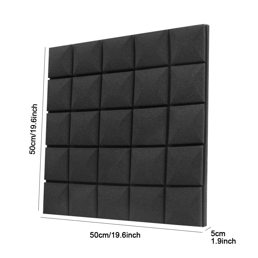 Pannelli acustici in schiuma a cuneo per studio, confezione da 12, 48,3 x 48,3 x 5,1 cm, pannelli insonorizzanti per casa e ufficio (verde)