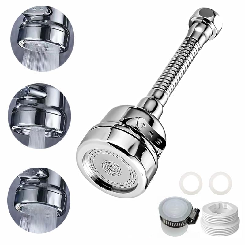 SKADIOO Stainless Steel 360 Degree Flexible Tap Extender for Kitchen Sink,Tap Shower Sprinkler Metal Hose 360 Degree Rotation Adjustable,Saving Water Faucet/Tap,Tap Extension,Faucet Shower,Silver (B0C7QXZN1D) Amazon Price History, Amazon Price Tracker