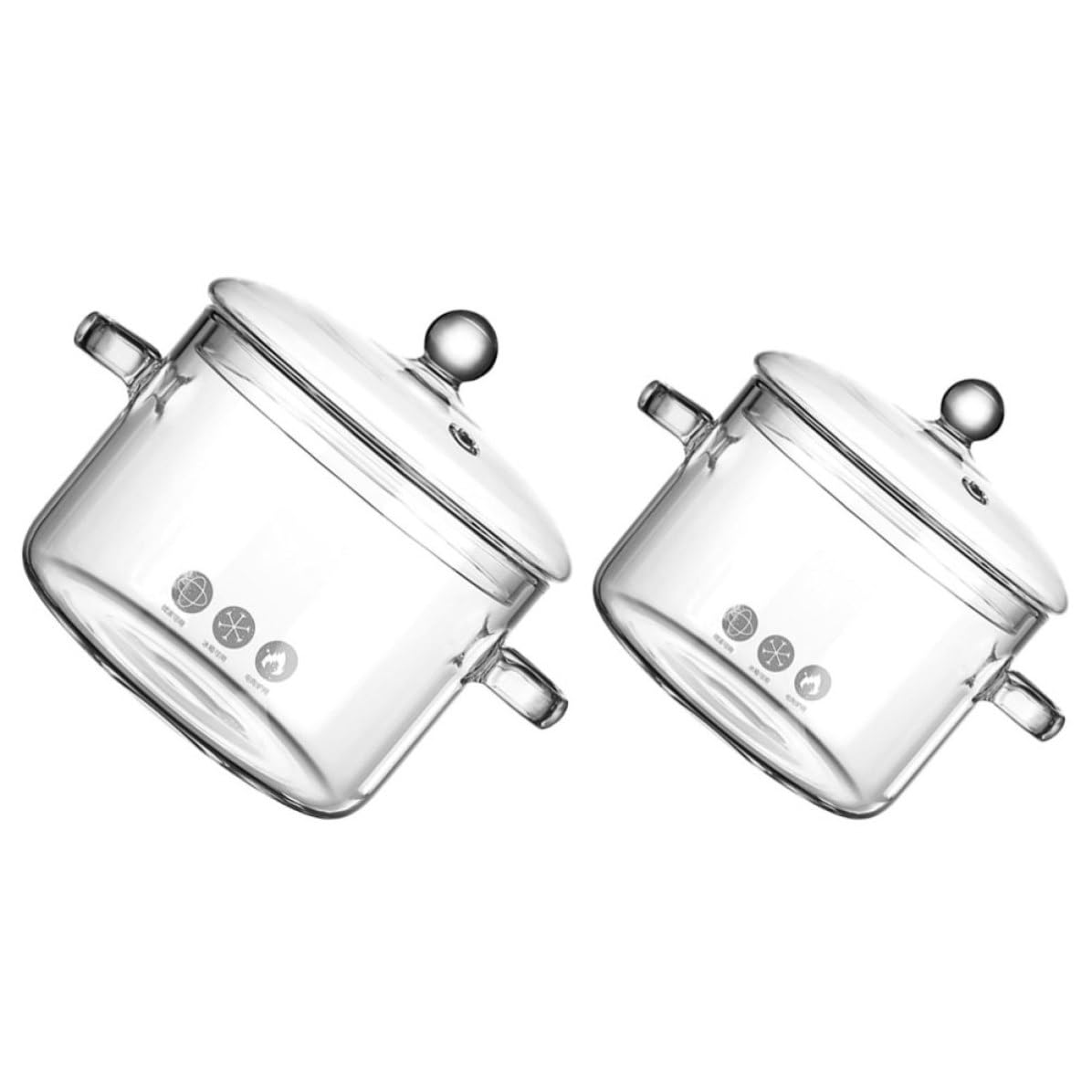 2 Pièces Marmite à Soupe en Verre à Deux Poignées, 1500ml