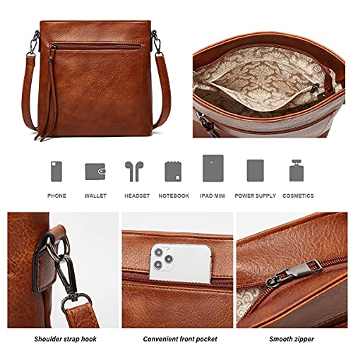 WZCSLM Bolsa feminina de couro bolsa de ombro macia designer alça superior bolsas, Marrom