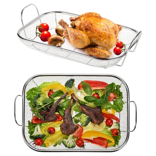 WINHONW 15 x 11-inch Vegetable Grill Basket with Handles Stainless