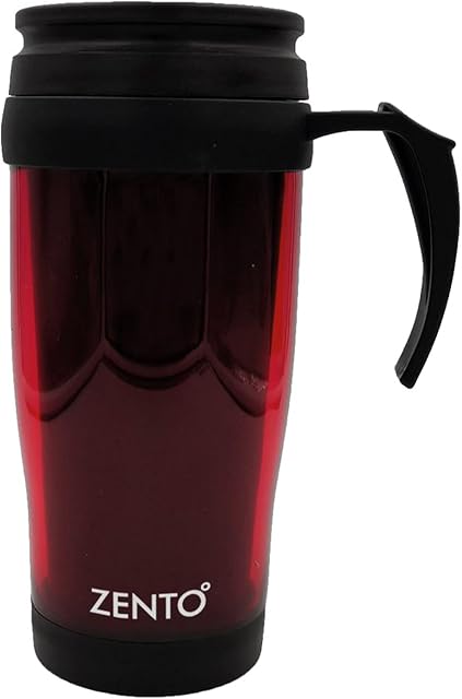 ZENTO Travel Mug Plastic450ml for Coffee, Tea or Water, BPA-Free, Reusable, Leak-Proof Drinking Mug, Iced Coffee Mug, Multi-Purpose Use (Red)