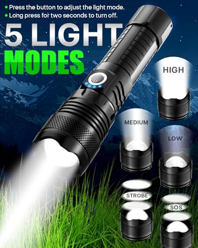Victoper LED Flashlights, High Powered High Lumens Super Bright Tactical Flashlight, Rechargeable, 5 Modes Zoomable Waterproof Flash Lights for Emergency, Outdoor, Home, Camping, Hiking - Image 4