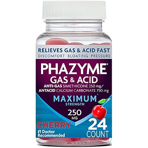 Phazyme Ultimate 500mg Simethicone Gas Relief 20 Count & Maximum Strength Gas & Acid Relief 24 Chews Cover