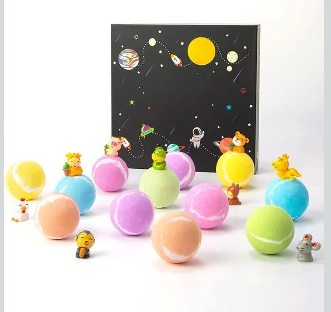 Kids Bath Bomb Gift Set – 12 Pieces with Surprise Toys Inside, Natural Moisturizing Bath Fizzies for Kids, Space-Themed Bathing Fun for Boys & Girls, Gentle Skin-Friendly Ingredients-image-16