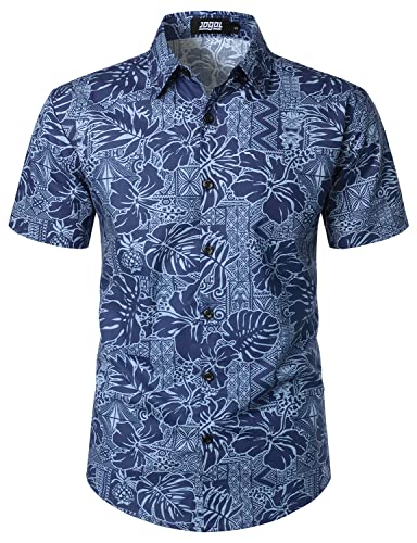 JOGAL Herren Hawaii Hemd Männer Baumwolle Kurzarm Vintage Regular Fit...