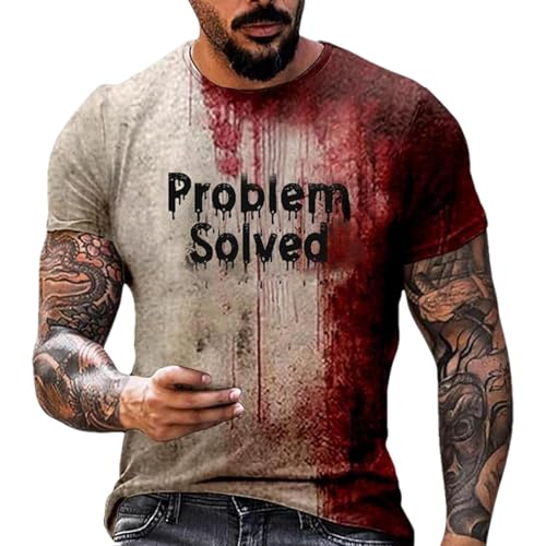 Camiseta con problema ensangrentado resuelto, camiseta de Halloween con problema resuelto - Camiseta con impresión de Halloween Camiseta ensangrentada Divertida camiseta de Halloween,Camiseta