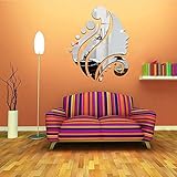 Color: plateado. Calistouk RONGXINUK Pegatina decorativa de pared con efecto espejo, vinilo para decoracion de hogar